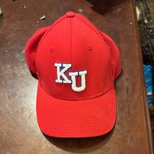Nike Red KU Logo Cap Fitted Medium Y2K